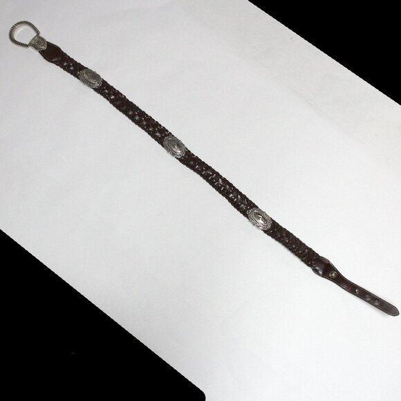 Women's Western Style Silver Tone Buckle & Accents Braided Belt - Picture 2 of 15